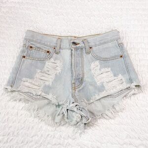 runwaydreamz studded light denim shorts